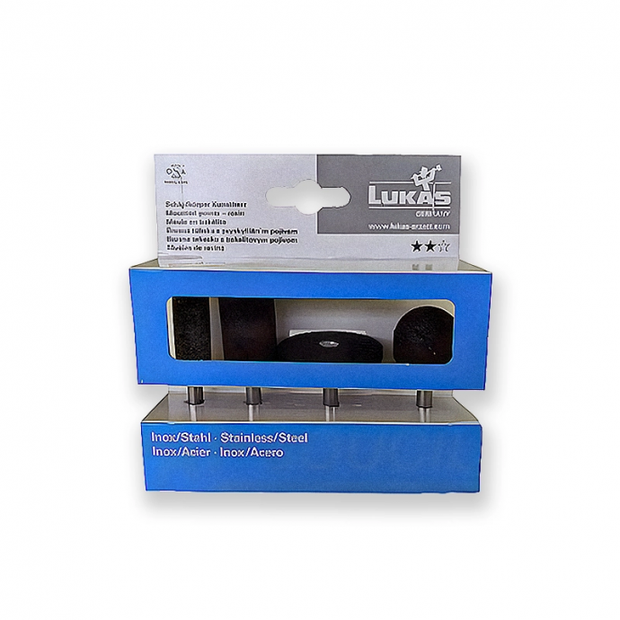 Assortiment 4 MEULES SUR TIGE Ø 6 - Inox